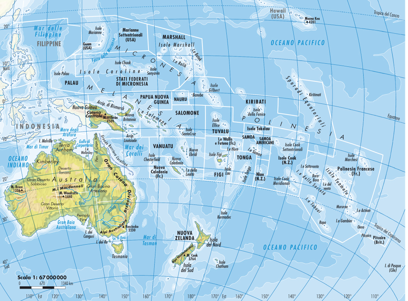 Карта Австралии и Океании